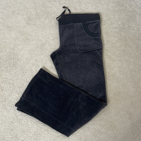 No Boundaries Off Black Distressed Look ☮️ Velour Lounge Pants Size L (11-13) - Picture 2 of 9